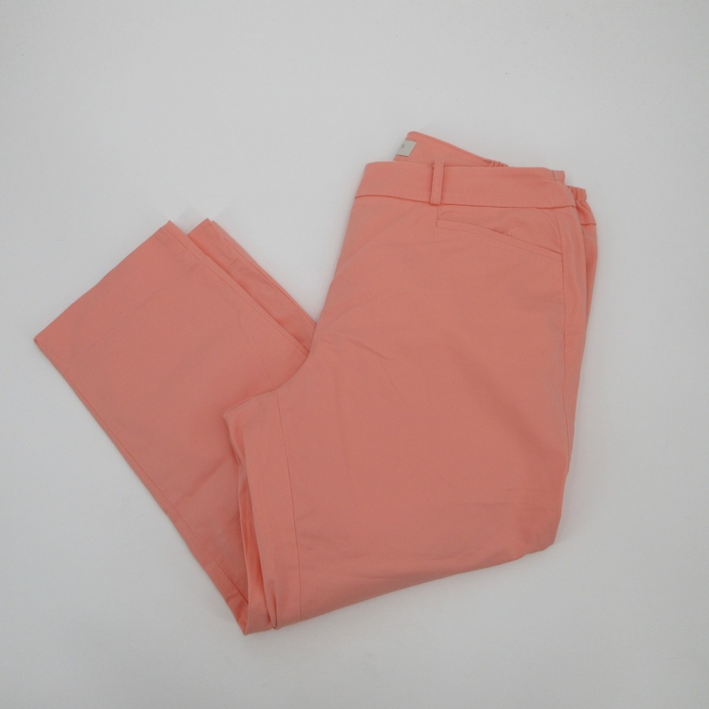 Talbots Woman Coral Pink Stretch Cotton Cropped Pants Size 14W Elastic Back